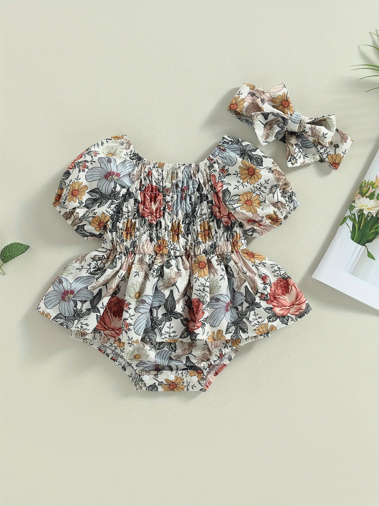 Baby Girls Outfit Set - Floral Graphic Style 29445