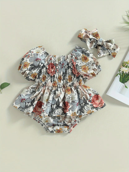Baby Girls Outfit Set - Floral Graphic Style 29445