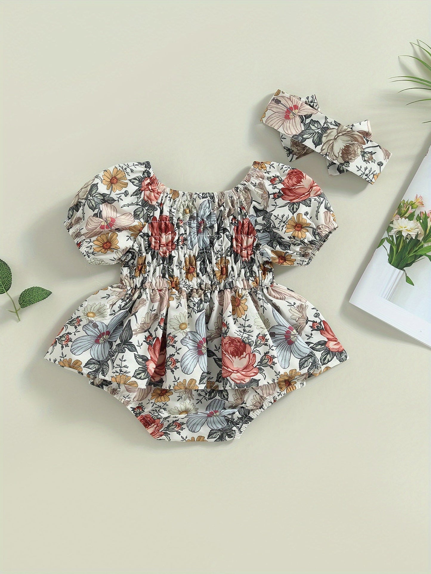 Baby Girls Outfit Set - Floral Graphic Style 29445
