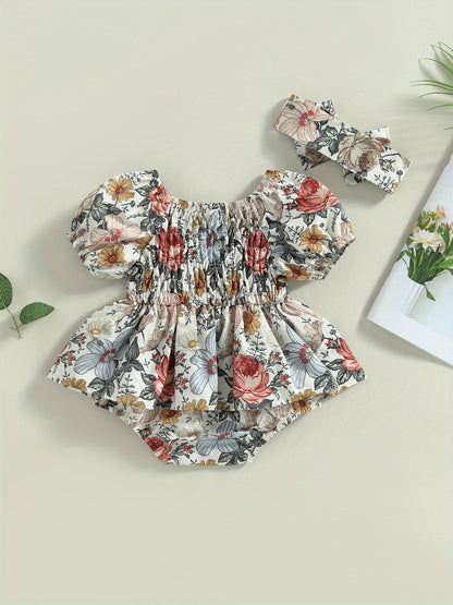 Baby Girls Outfit Set - Floral Graphic Style 29445