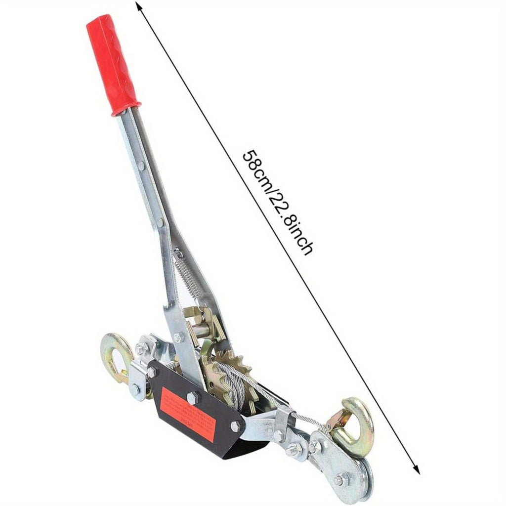 2 Ton Heavy Duty Double Gear Power Puller, Steel Ratchet Winch Puller Puller Power Cable Puller Power Cable Puller Tightening Tool  Tightener Double Hook Lifting Tool