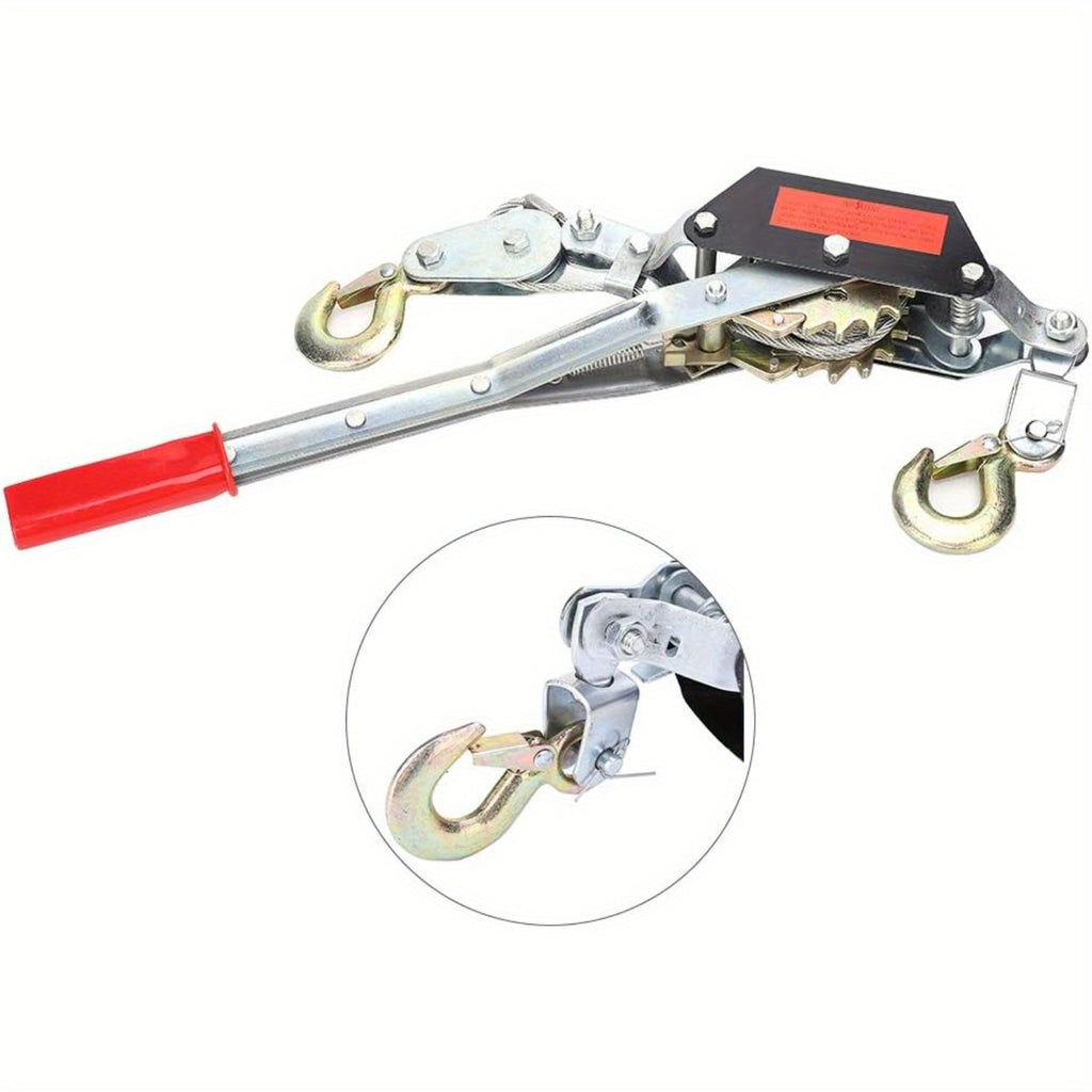 2 Ton Heavy Duty Double Gear Power Puller, Steel Ratchet Winch Puller Puller Power Cable Puller Power Cable Puller Tightening Tool  Tightener Double Hook Lifting Tool
