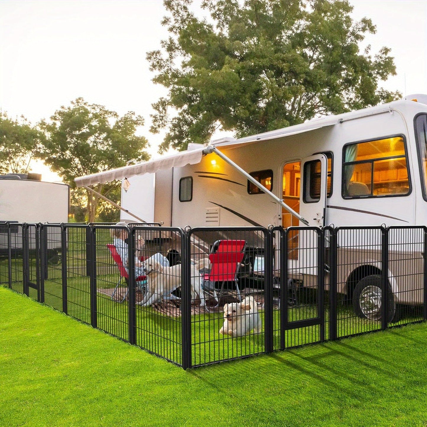 Dog Playpen Heavy Duty Foldable - 8 & 16 Panel Pet Exercise Pen for Large Medium Small Dogs, Portable Indoor Outdoor Puppy Pen for Yard Garden Camping RV, 24"/32"/40" Panel Height