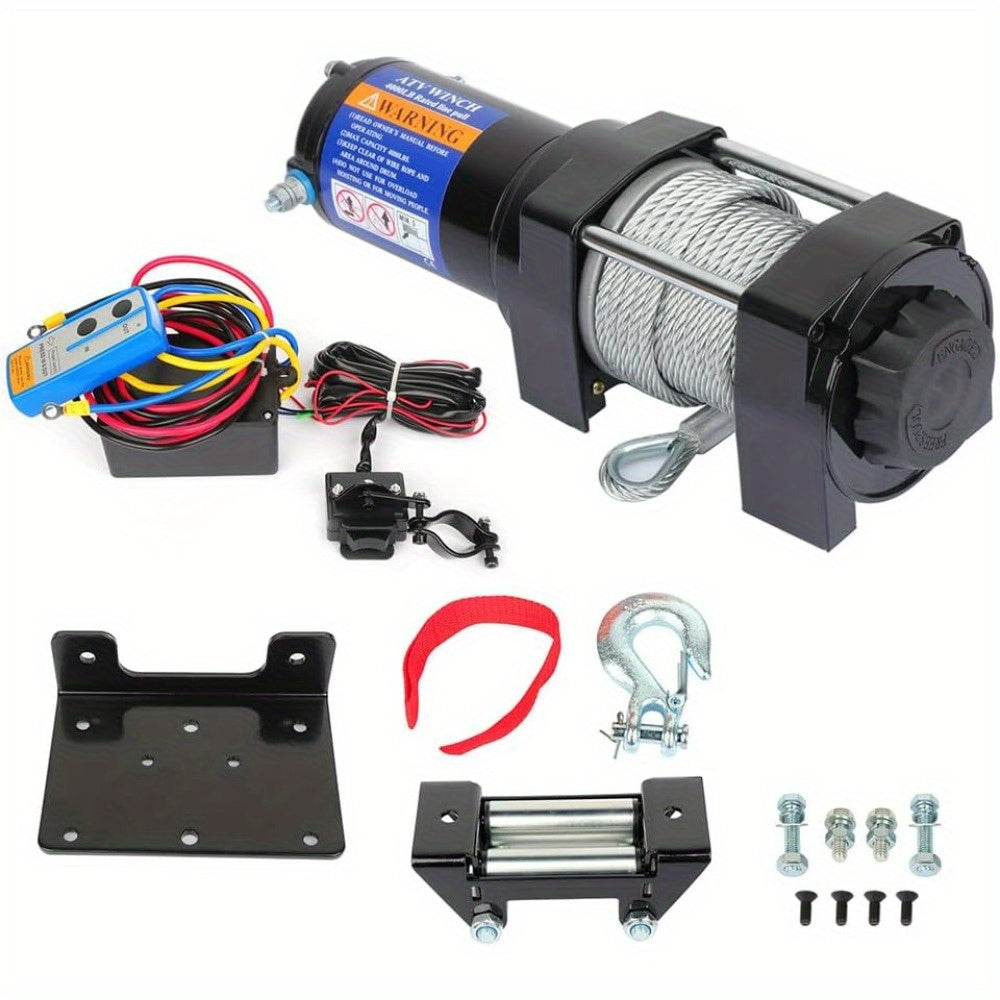 SCITOO - 4000LBS Electric Winch 12V Towing Trailer Steel Cable Off Road w/wireless remote