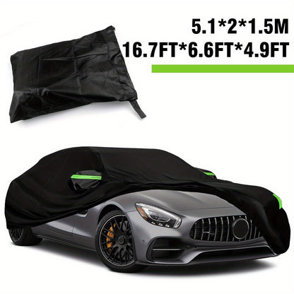 All-Weather Car Cover - UV, Snow & Dust Protection with Reflective Safety Strips for Sedan & SUV - Indoor/Outdoor Use