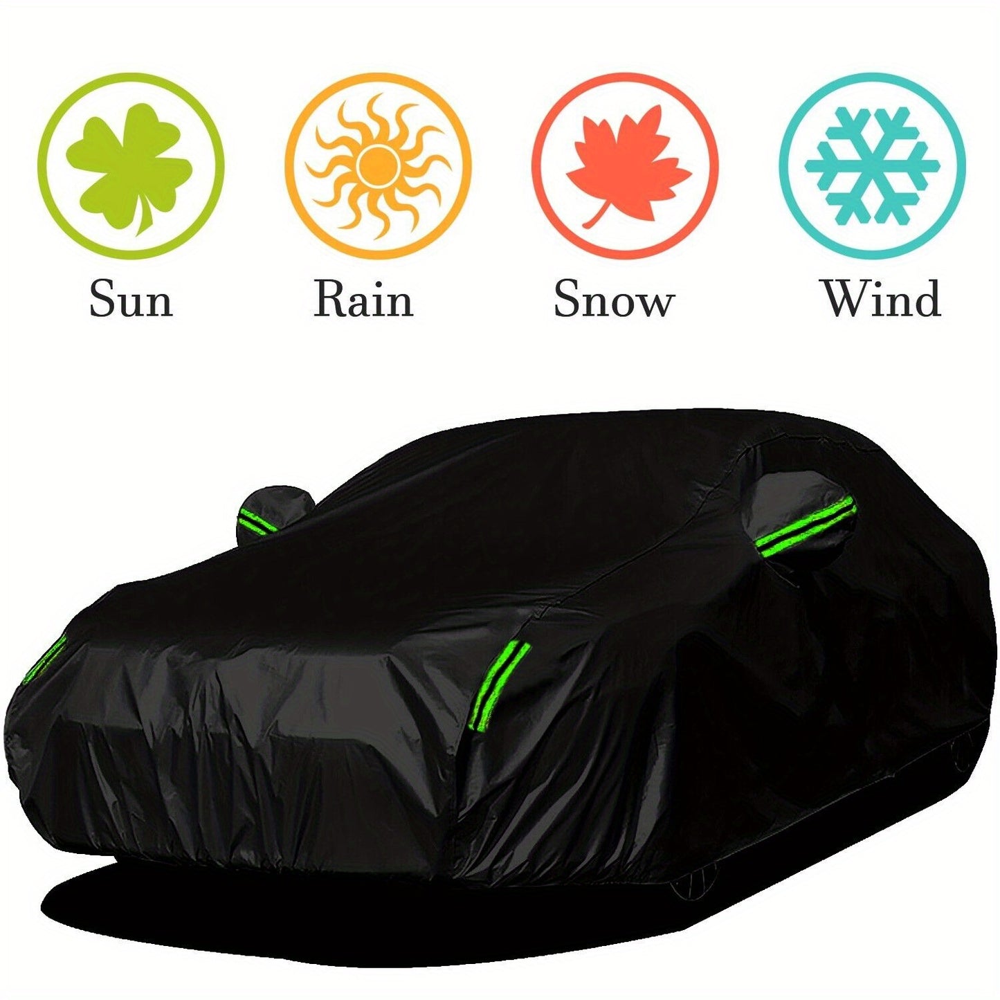 All-Weather Car Cover - UV, Snow & Dust Protection with Reflective Safety Strips for Sedan & SUV - Indoor/Outdoor Use
