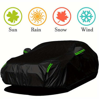 All-Weather Car Cover - UV, Snow & Dust Protection with Reflective Safety Strips for Sedan & SUV - Indoor/Outdoor Use