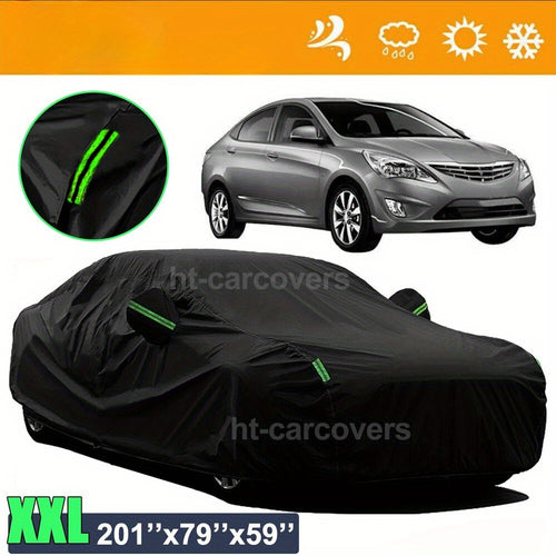 All-Weather Car Cover - UV, Snow & Dust Protection with Reflective Safety Strips for Sedan & SUV - Indoor/Outdoor Use