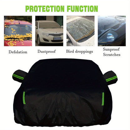 All-Weather Car Cover - UV, Snow & Dust Protection with Reflective Safety Strips for Sedan & SUV - Indoor/Outdoor Use