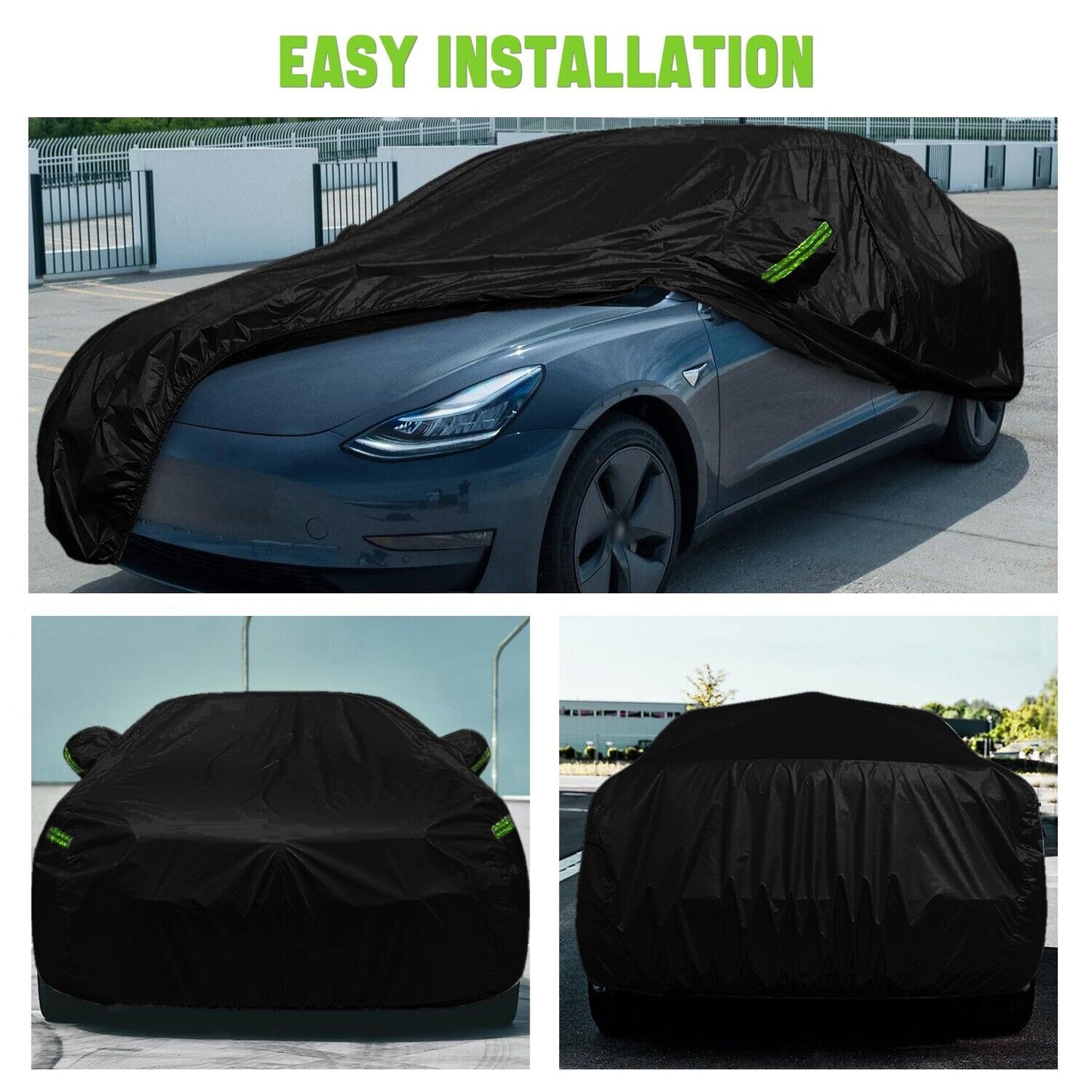 All-Weather Car Cover - UV, Snow & Dust Protection with Reflective Safety Strips for Sedan & SUV - Indoor/Outdoor Use