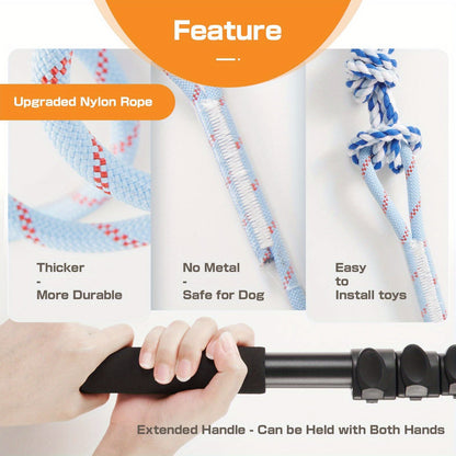 Dog Flirt Pole Telescopic - Extendable Flirt Stick with 3 Detachable Toys & Nylon Rope, Aluminum Alloy Dog Chase Toy for Small Medium Large Dogs, Agility Training Exercise & Interactive Play Tool