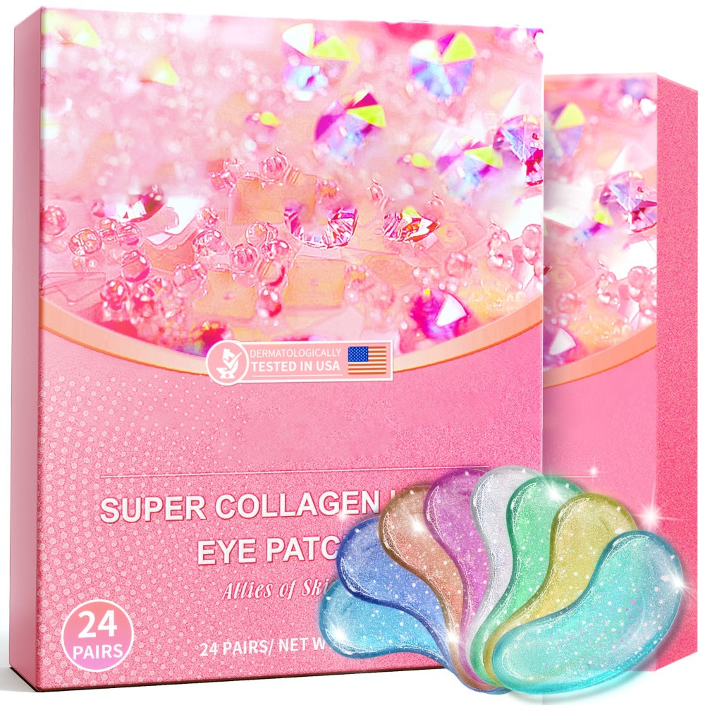 Collagen Under Eye Patches 24 Pairs - Hyaluronic Acid Gel Eye Mask for Dark Circles Puffiness Wrinkles Fine Lines Moisturizing Anti-Aging Eye Pads Women Skincare