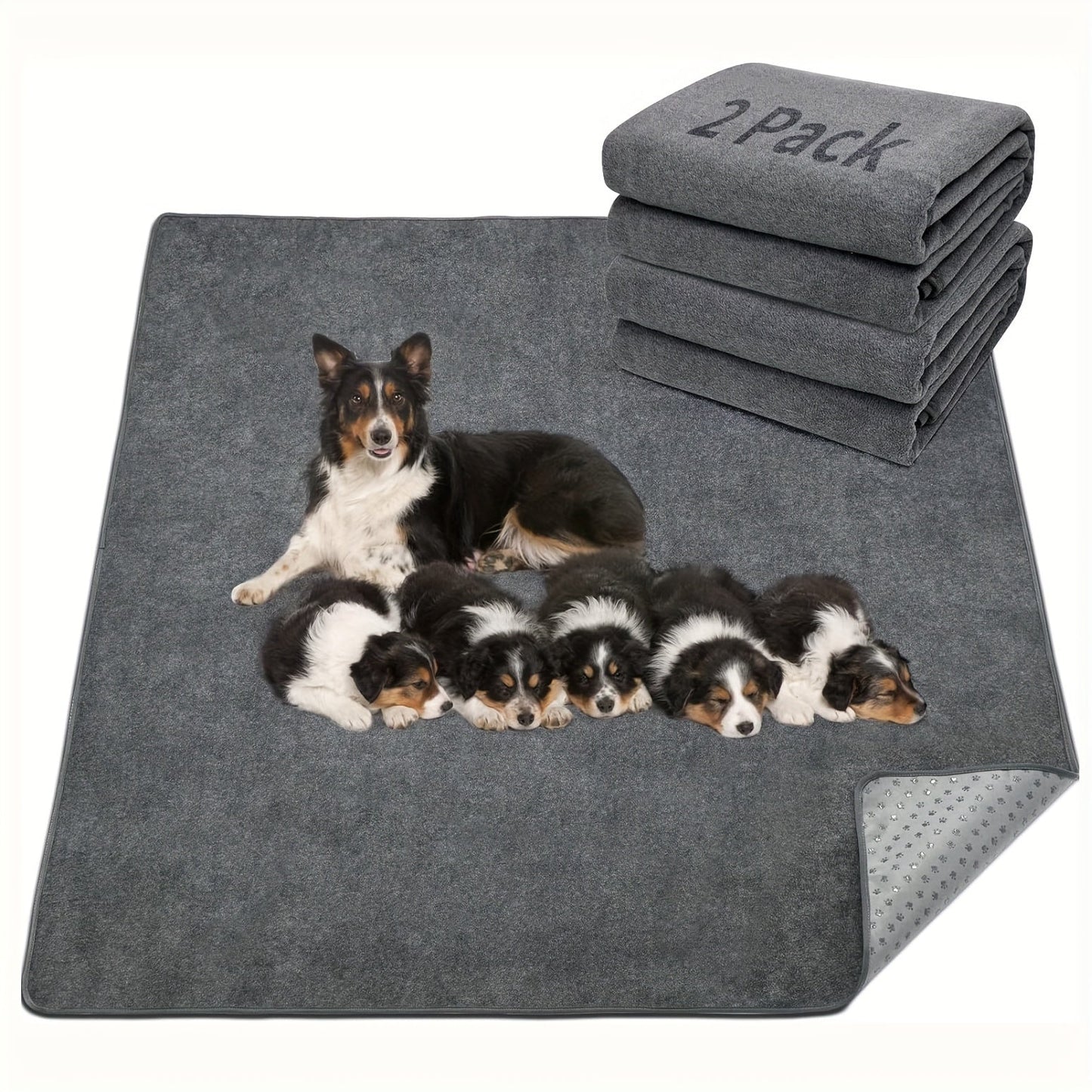 Washable Dog Pee Pads Reusable 2-Pack - Non-Slip 4-Layer Fast Absorbent Puppy Mat for Housebreaking, Whelping, Crate & Incontinence - Machine Washable 300+ Times, Multiple Sizes for All Breeds