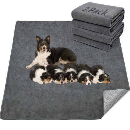 Washable Dog Pee Pads Reusable 2-Pack - Non-Slip 4-Layer Fast Absorbent Puppy Mat for Housebreaking, Whelping, Crate & Incontinence - Machine Washable 300+ Times, Multiple Sizes for All Breeds