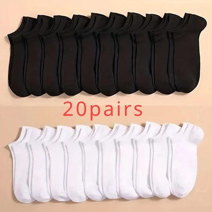 Men's Solid Color Ankle Socks - 40-Pair Pack