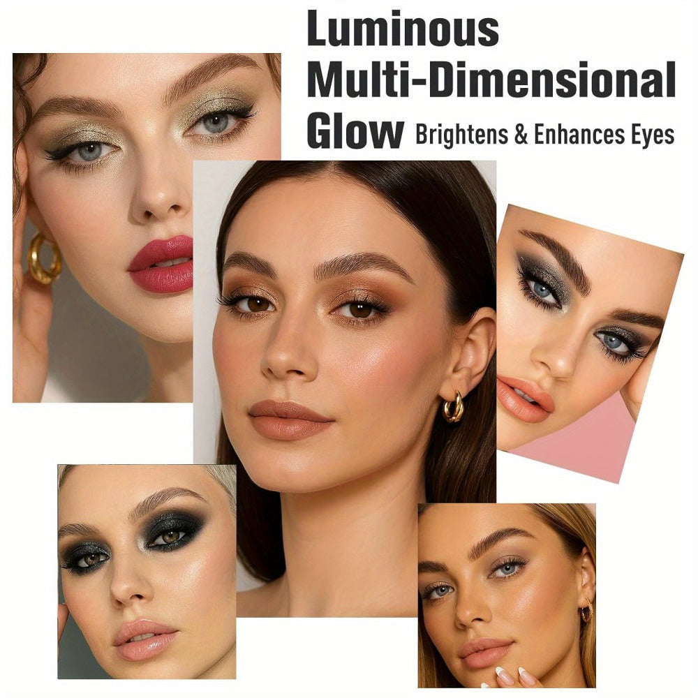 16-Color Eyeshadow Palette with 15 Brushes Complete Kit — Baked Matte Shimmer Metallic High Pigment Waterproof Long-Lasting Nude Coral Tones Eye Makeup Set for Women & Girls