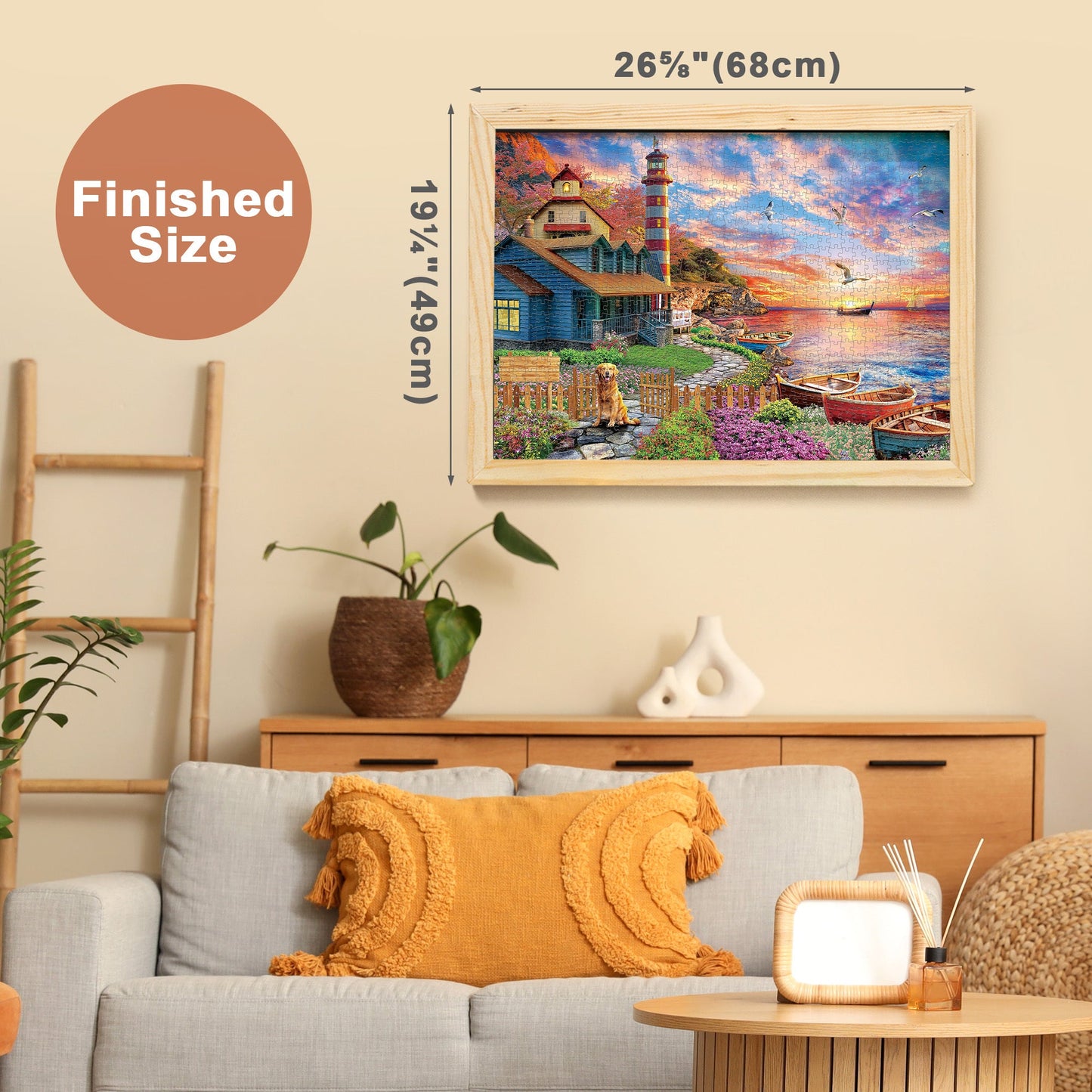 1000 Piece Jigsaw Puzzles for Adults 3 Pack – Sunset Lighthouse, Bird Crochet & Moroccan Pottery Set, Precision-Cut Brain Teaser Family Puzzle, Birthday Christmas Gift for Women Men Puzzle Lovers