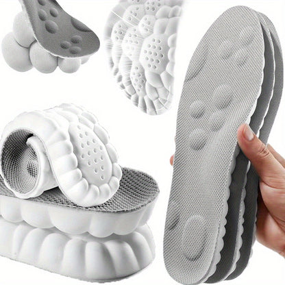 Memory Foam Insoles 3 Pairs - 4D High Elasticity Shoe Inserts for Men and Women, Breathable Comfort Insoles for Work, Sports, Walking, Standing All Day
