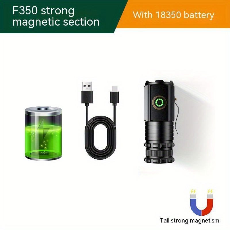 2000 Lumens Mini EDC Flashlight – Rechargeable 18650 Lithium Type-C, 4 Dimming Modes & Turbo, 300M Beam, Compact Pocket Torch for Camping, Hiking & Emergencies (Short/Long, Black/Classic)