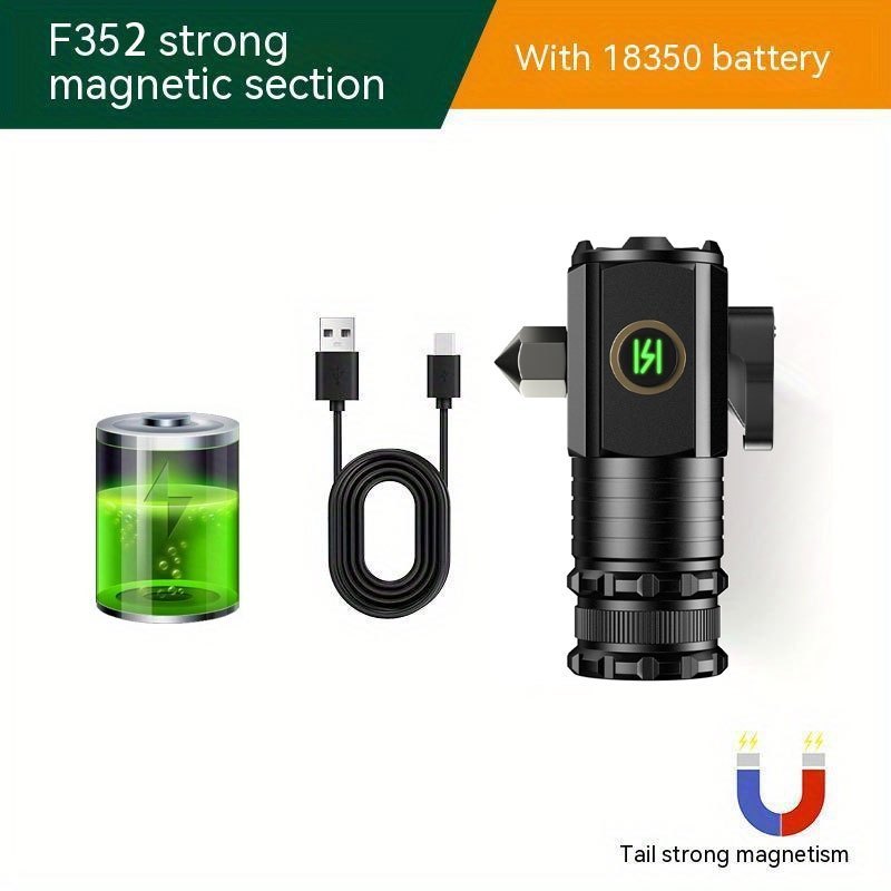 2000 Lumens Mini EDC Flashlight – Rechargeable 18650 Lithium Type-C, 4 Dimming Modes & Turbo, 300M Beam, Compact Pocket Torch for Camping, Hiking & Emergencies (Short/Long, Black/Classic)