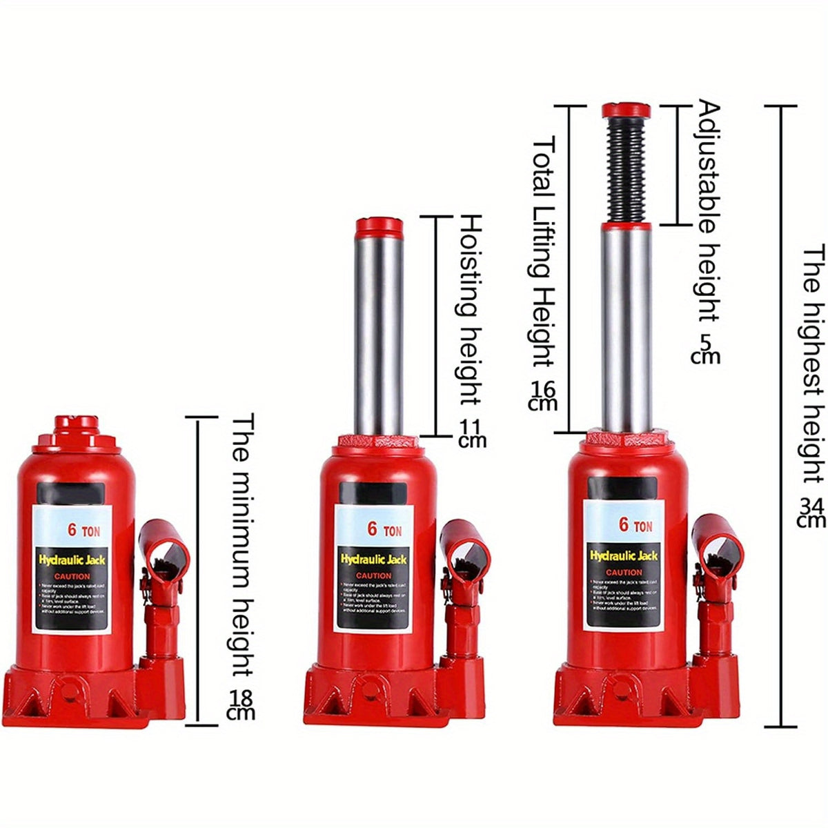 6T Heavy Duty Hydraulic Bottle Jack Lifting Car, Skid Resistance Top, Enlarged Base for Stability And Safety, Ideal for Automotive, Construction