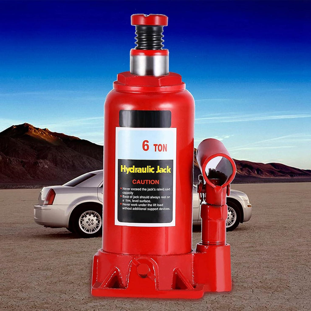 6T Heavy Duty Hydraulic Bottle Jack Lifting Car, Skid Resistance Top, Enlarged Base for Stability And Safety, Ideal for Automotive, Construction