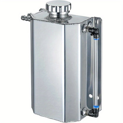 Coolant Overflow Reservoir Tank - 2L Universal Polished Aluminum Expansion Catch Can, Radiator Coolant Recovery Tank for Chevy, GMC, Buick & Most Vehicles