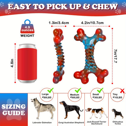 Indestructible Nylon Dog Chew Toy for Aggressive Chewers - Tough Durable Dog Teething Toys for Large Breed Dogs, Keeps Dogs Busy, Sturdy Chew Stick Bone Toy in Red, 1pc 2pcs 4pcs Value Pack