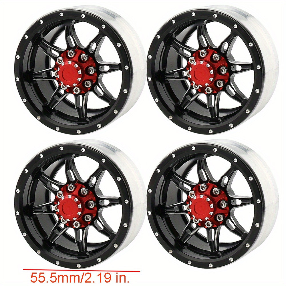 1.9" Beadlock Wheel Rims for RC Crawler 4pcs – Aluminum Alloy Metal Hub Upgrade Set for Axial SCX10 SCX10 III CC01 D90 TRX4 TRX6 1/10 Scale Rock Crawler