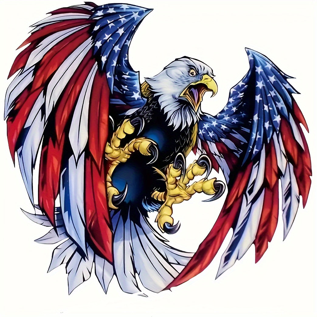 4PCS American Flag Eagle Decal for Truck Car Window Bumper Decoration, Cartoon Animal Vinyl Sticker with Glossy Finish, Self-Adhesive Irregular Shape for Wood, Plastic, Glass, Metal, Ceramic Surfaces - Single Use Anime Auto Flag Theme Adhesive Art.