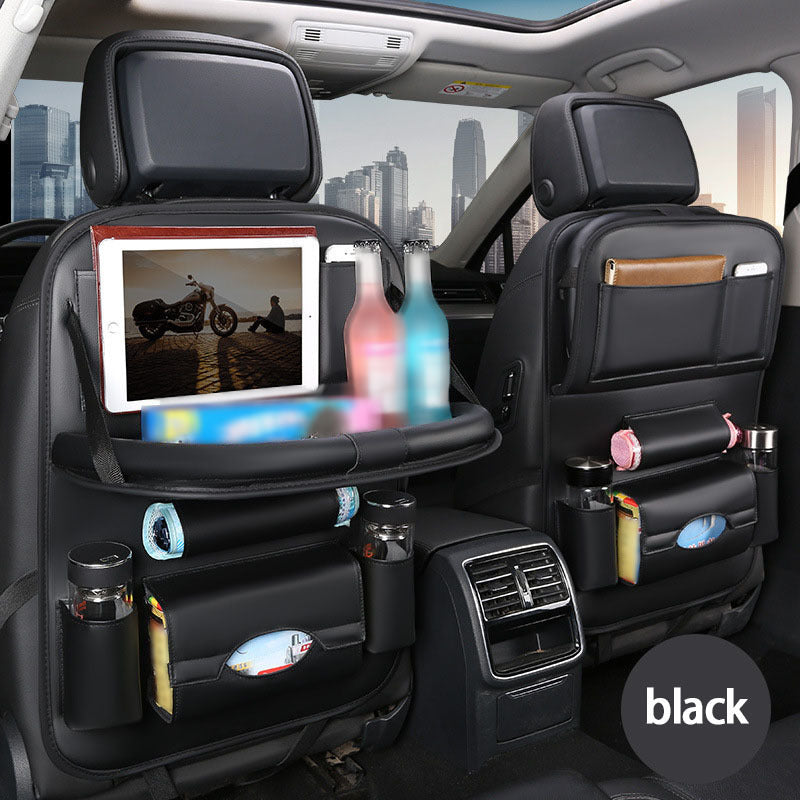 2pcs Premium Integrated Car Rear Seat Storage Box - The Ultimate Travel Companion, Equipped with A Foldable Table, Footrest, Tissue Box, Cup And Umbrella Holder, Laptop Base, And Car Dining Plate, Standard Version Sold Separately (Without Box)