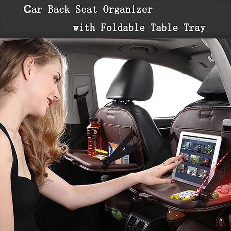 2pcs Premium Integrated Car Rear Seat Storage Box - The Ultimate Travel Companion, Equipped with A Foldable Table, Footrest, Tissue Box, Cup And Umbrella Holder, Laptop Base, And Car Dining Plate, Standard Version Sold Separately (Without Box)