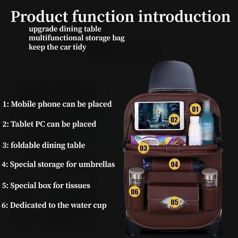 2pcs Car Ride with This All-In-One Rear Seat Storage Box - One Rear Seat Storage Box to Upgrade Your Car Ride - Including Foldable Table Holders, Foot Mats, Tissue Boxes, Cup Holders, Umbrella Holders, Laptop Desks, And Car Dining Plates