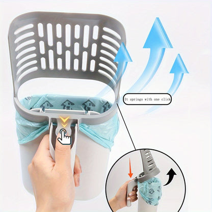 Cat Litter Scoop with Waste Bag Holder - Durable Plastic Litter Shovel with Removable Garbage Bag Dispenser, Easy Cleaning Tool for All Cat Breeds, Daily Litter Box Maintenance, Off-White