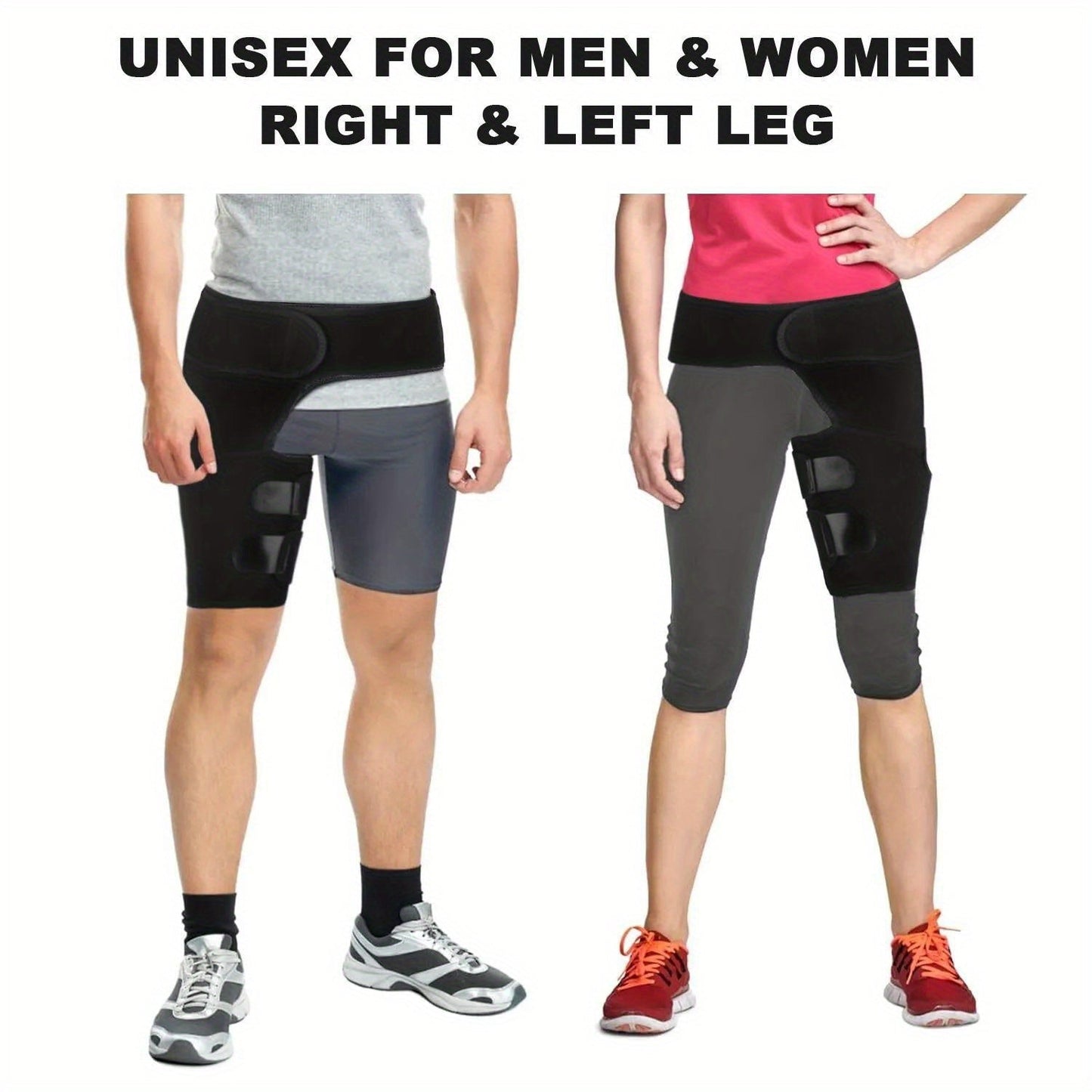 Groin Support Wrap & Thigh Compression Brace for Men & Women – Adjustable Hip Joint Stabilizer for Sciatica, Hamstring & Groin Injury Recovery, Gym & Sports Use