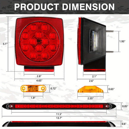 Boat Trailer Lights, LED Trailer Light Kit with Trailer Wire, Amber Trailer Marker Lights, LED Trailer Lights for Camper Truck Snowmobile