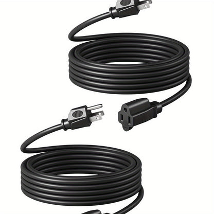 Extension Cord 2-Pack 20FT 3-Prong Indoor Outdoor 16/3 SJTW Flexible Tangle-Free All-Copper Wire 125V 13A 1625W NEMA 5-15 for Home Office Computer Appliances Christmas Lights Black