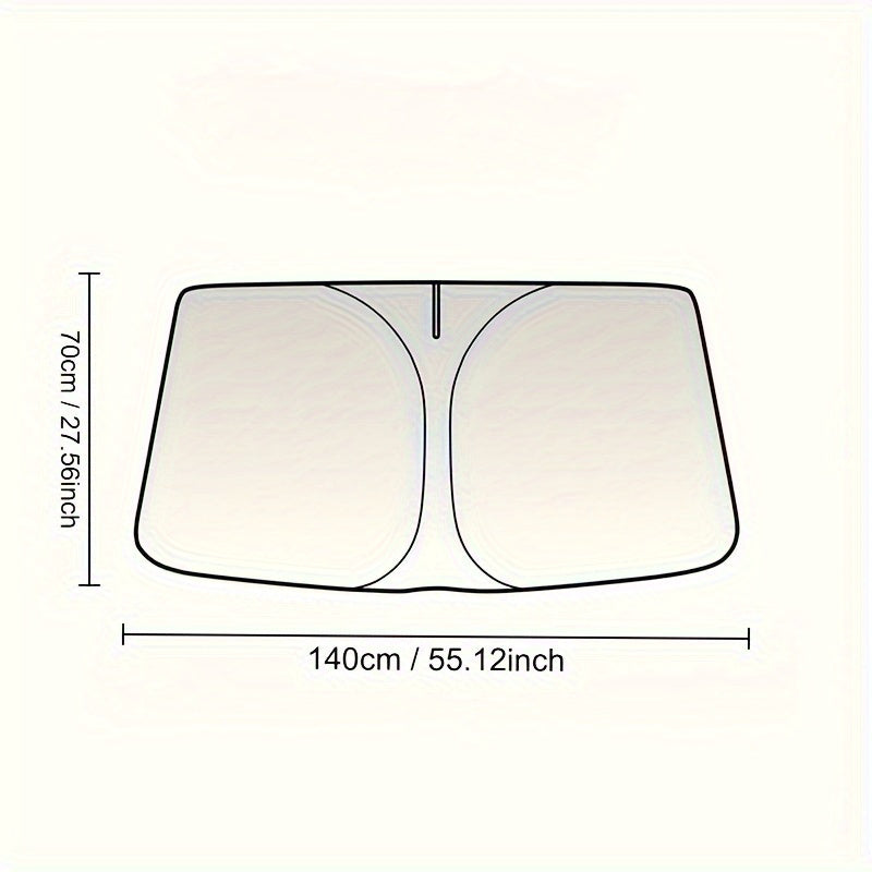 A portable car windshield sun visor - a heat-insulated front windshield for interior accessories