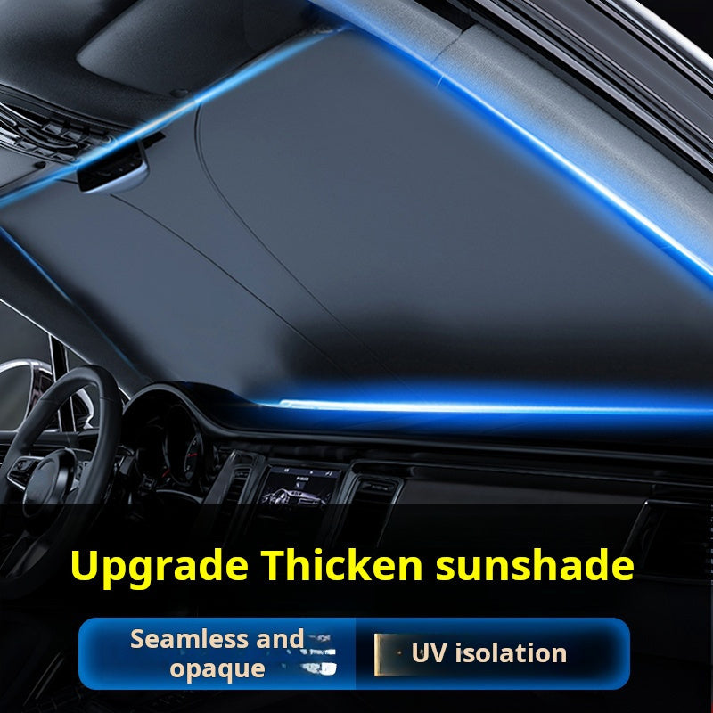 A portable car windshield sun visor - a heat-insulated front windshield for interior accessories
