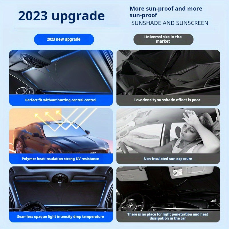 A portable car windshield sun visor - a heat-insulated front windshield for interior accessories