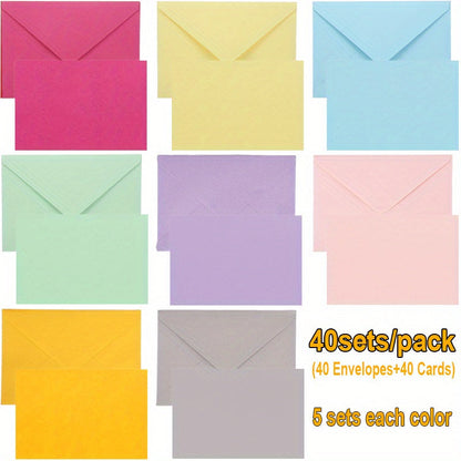 Blank Cards with Envelopes 4x6 Inch | 40 or 80 Sets Colorful Rainbow DIY Greeting Cards | Single Panel Holiday Christmas Birthday Note Cards Bulk Set | A Colors & B Colors for Crafts, Invitations, Thank You