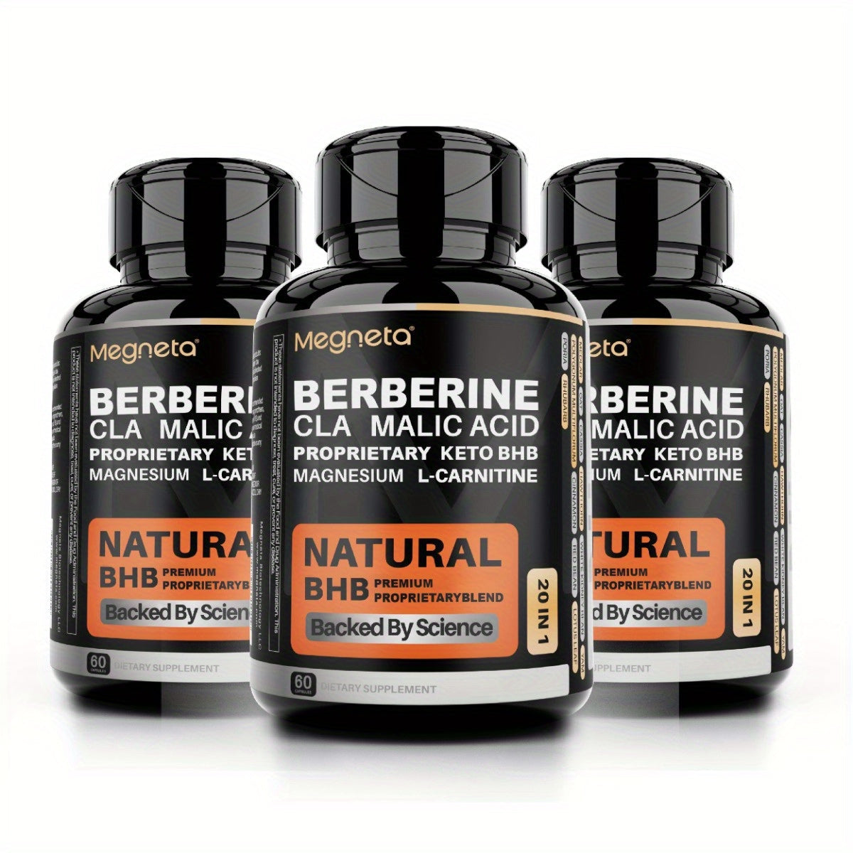 Keto BHB Weight Loss Capsules 20-in-1 with L-Carnitine CLA Berberine Malic Acid — Fat Burn Insulin & Liver Health Support | 60 Capsules 30-Day Supply | Advanced Metabolic Formula