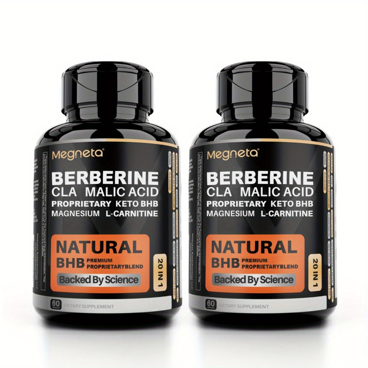 Keto BHB Weight Loss Capsules 20-in-1 with L-Carnitine CLA Berberine Malic Acid — Fat Burn Insulin & Liver Health Support | 60 Capsules 30-Day Supply | Advanced Metabolic Formula