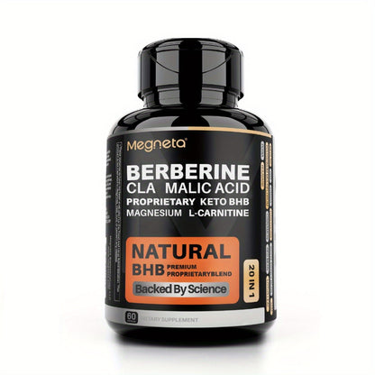 Keto BHB Weight Loss Capsules 20-in-1 with L-Carnitine CLA Berberine Malic Acid — Fat Burn Insulin & Liver Health Support | 60 Capsules 30-Day Supply | Advanced Metabolic Formula
