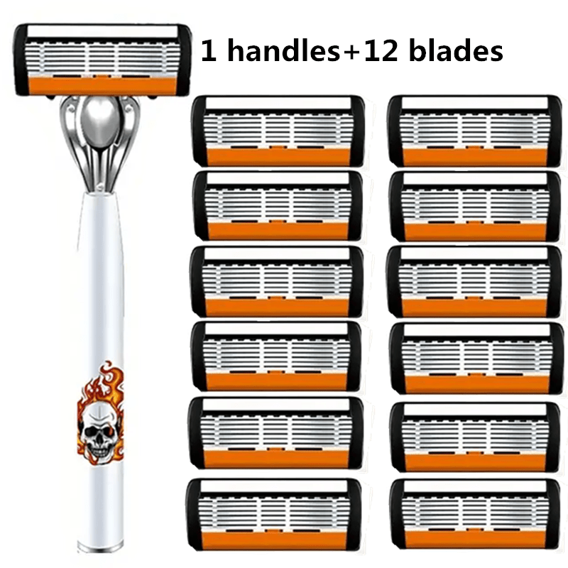 Men's Safety Razor with Replacement Blades - Anti-Slip Stainless Steel Handle Shaver for Beard & Sideburns, Classic Style Wet Shaving Razor, Multiple Blade Bundle Options