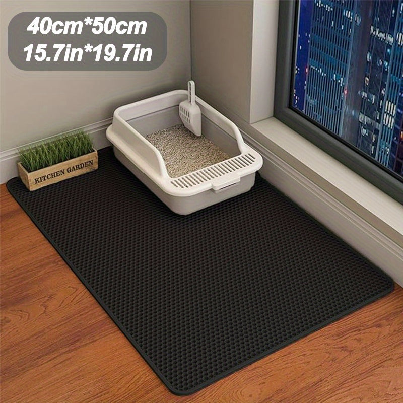 Cat Litter Trapper Mat Honeycomb Double Layer - Non-Slip Waterproof Machine Washable Litter Mat, Soft on Paws, Controls Tracking, 3 Sizes & 3 Colors for Indoor Cats