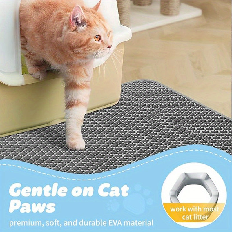 Cat Litter Trapping Mat – Double Layer Non-Slip Washable Litter Box Rug, Scatter Control for Cats, 3 Sizes & Colors Available