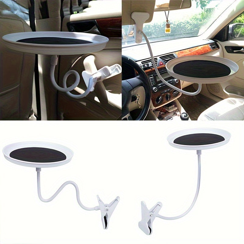 Car Seat Back Tray Table 360° Rotating - Foldable Food Drink Snack Organizer Tray for Car Interior, Non-Slip ABS Travel Tray for Road Trips