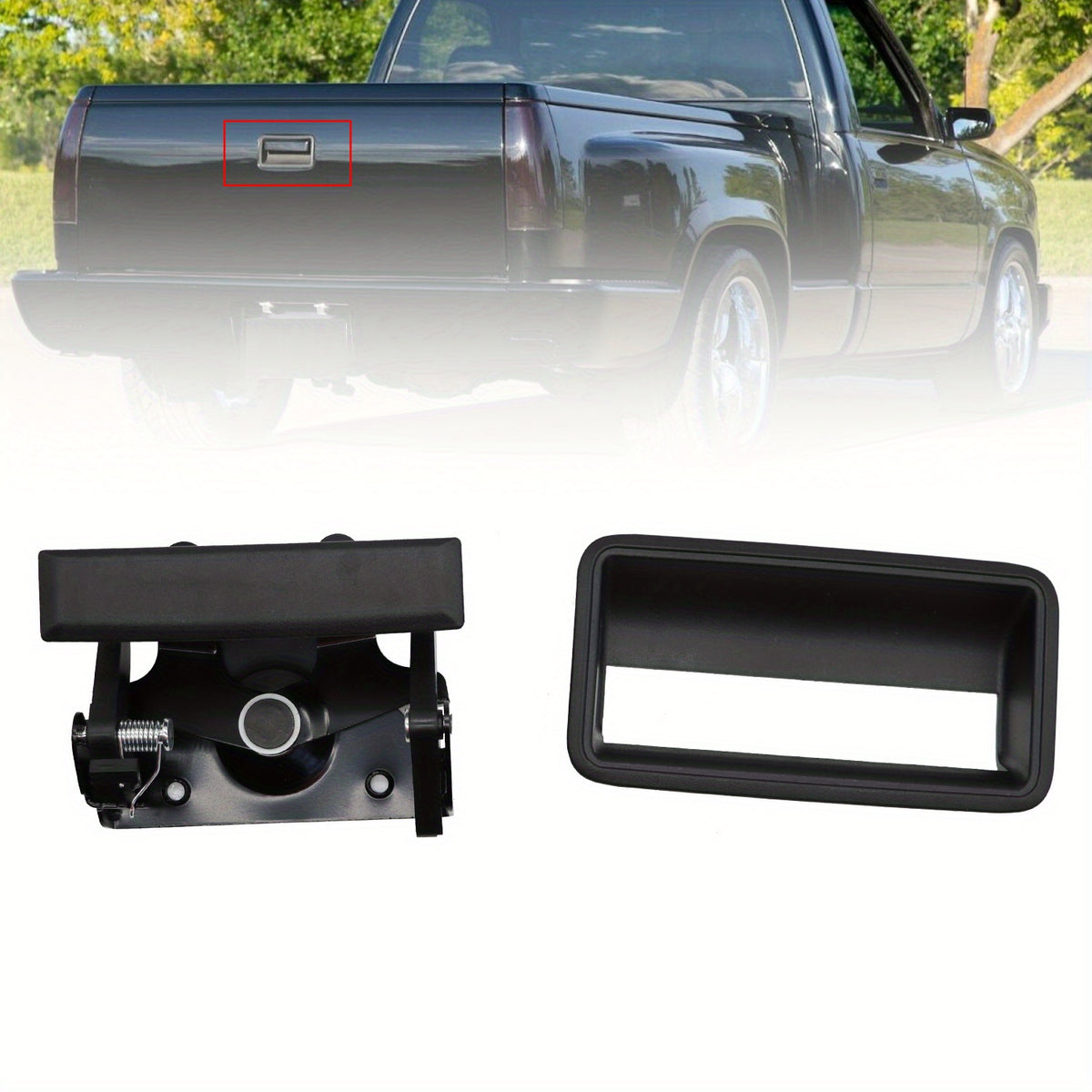 Rbetrere for For GMC C/K 1500 2500 3500 Pickup Truck Black Tailgate Handle & Bezel