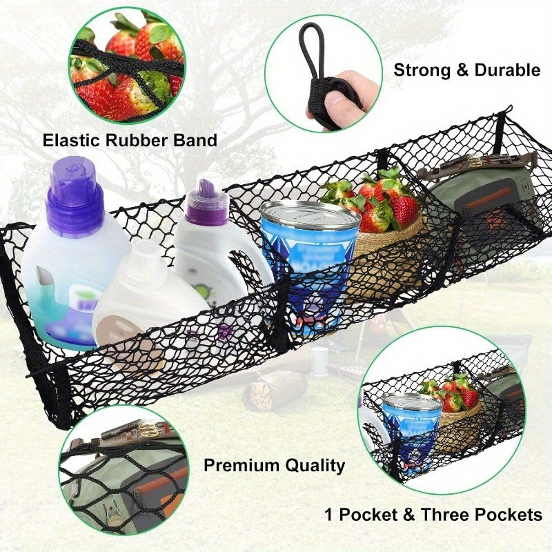 Cargo Net Trunk Bed Organizer, Mesh Storage Net with 8 Metal Hooks, 53.1×11.8 Inch Heavy Duty Cargo Net for Trunks, for Dodge for RAM Pickup Truck Bed, Truck Additions Grocery Holder